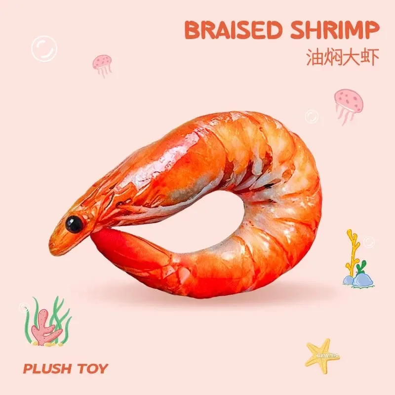 ตลกกุ้งคอหมอน Soft Plush U-รูปหมอนท่องเที่ยว 3D จำลองคอเบาะสำหรับรถยนต์เครื่องบินสำนักงาน Nap — image 9