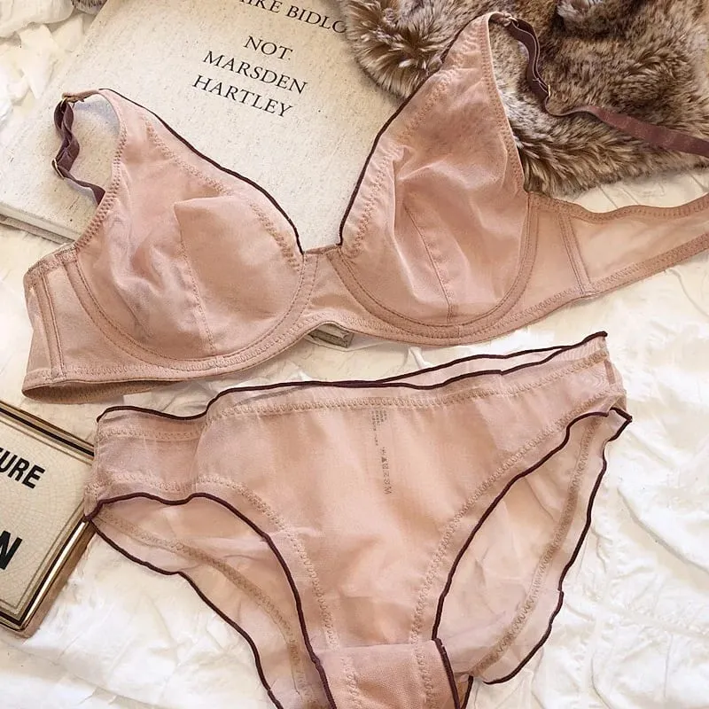 Minimizer 브래지어 플러스 사이즈 Underwire 프랑스 스타일 삼각형 컵 섹시한 메쉬 란제리 세트 지원 32-40 MOYISU 섹시한 브래지어 세트 BC — image 2