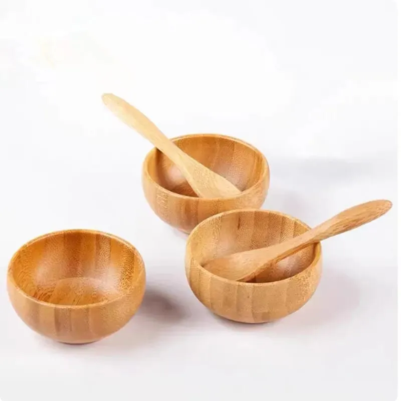 5/10/30/50 pezzi di bambù fai da te maschera per il viso ciotola per miscelazione con cucchiaio ciotola per aromaterapia set olio da massaggio cura del viso kit di strumenti per il trucco — image 6