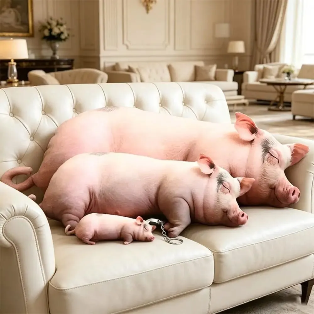 Plush Material Animal Body Pillow PP Cotton Filled Soft Texture Animal Cushion Doll Toys Cute Design 40cm Size Pig Keychain — image 5