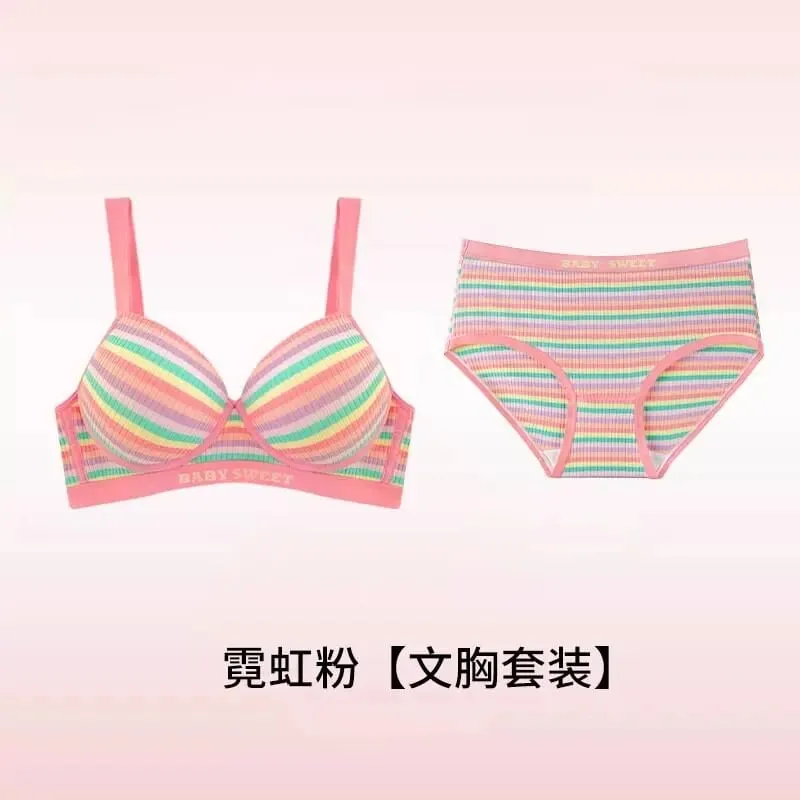 Set reggiseno senza cuciture per donna Bralette modellante a righe arcobaleno Lingerie anti-cedimento e sollevamento busto piccolo vestibilità S-XL — image 10
