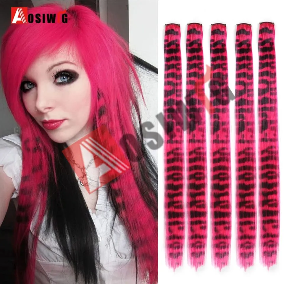 5PC สังเคราะห์ Feather Hair Extensions พร้อมคลิปทนความร้อนตรงผมสีสีดำคลิปผมสตรี 8G — image 8