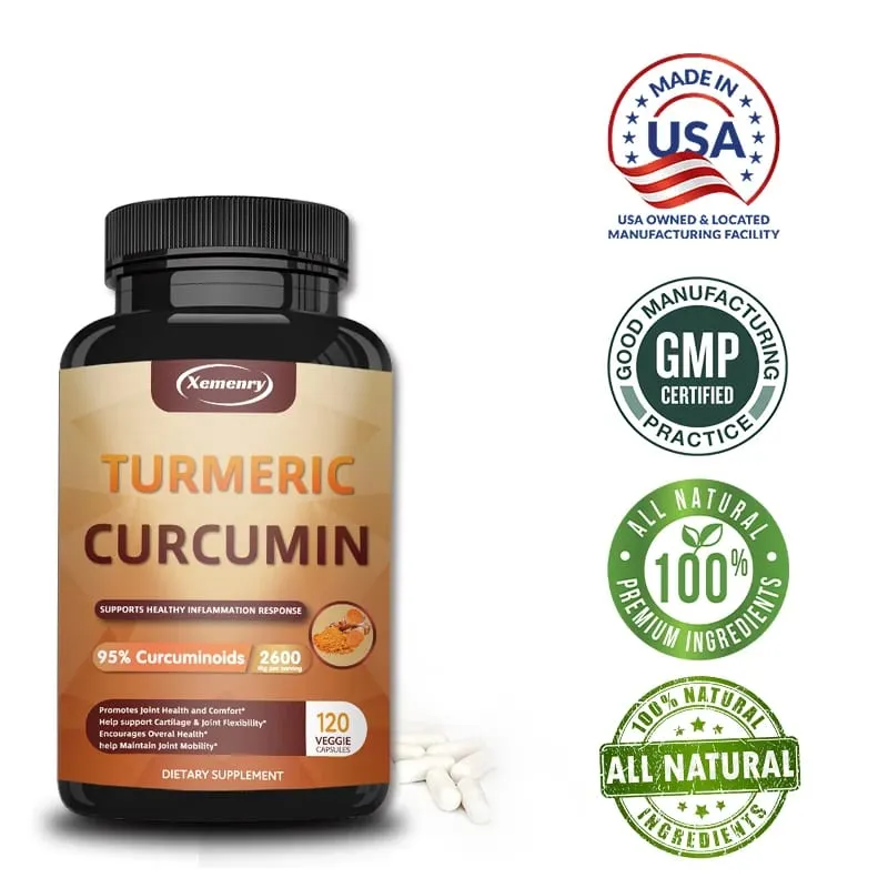 Integratore in capsule di curcuma e curcuma con estratto di pepe nero BioPerine per il supporto digestivo e immunitario articolare — image 2