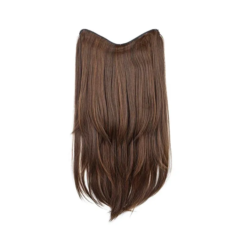 22 นิ้วสังเคราะห์ยาว Micro CURLY Layered Hair EXTENSION Patch ธรรมชาติที่มองไม่เห็น One Piece วิกผมสำหรับผู้หญิง