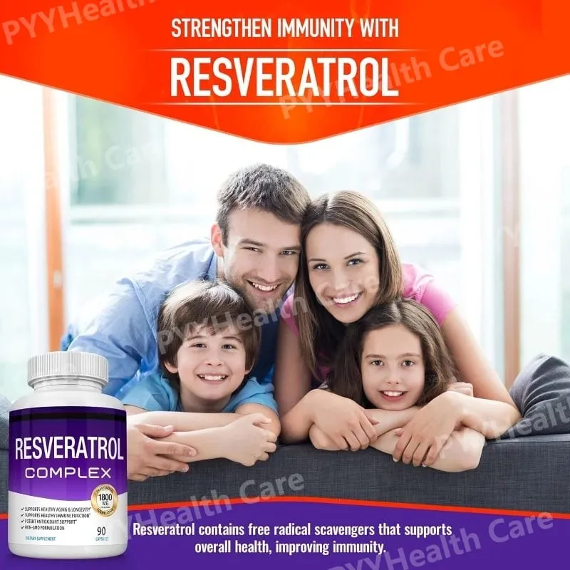 Resveratrol อาหารเสริม 1800 Mg สารต้านอนุมูลอิสระ Complex สำหรับ Healthy Aging สุขภาพสนับสนุนระบบภูมิคุ้มกันสำหรับผู้ชายผู้หญิง 90 แคปซูล — image 5