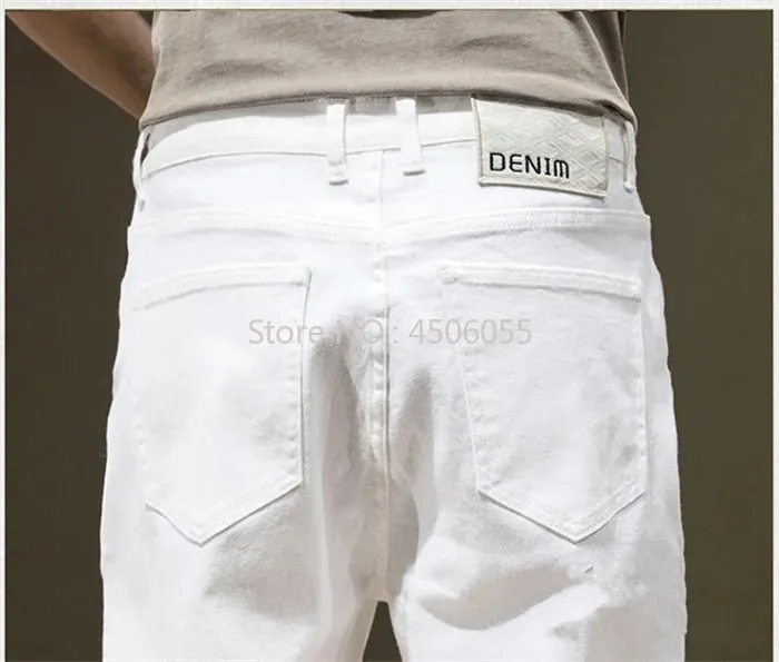 Grand homme jean blanc droit Extra Long garçons allongé grande taille 42 44 46 48 pantalon en Denim extensible en coton ample pantalon homme — image 10