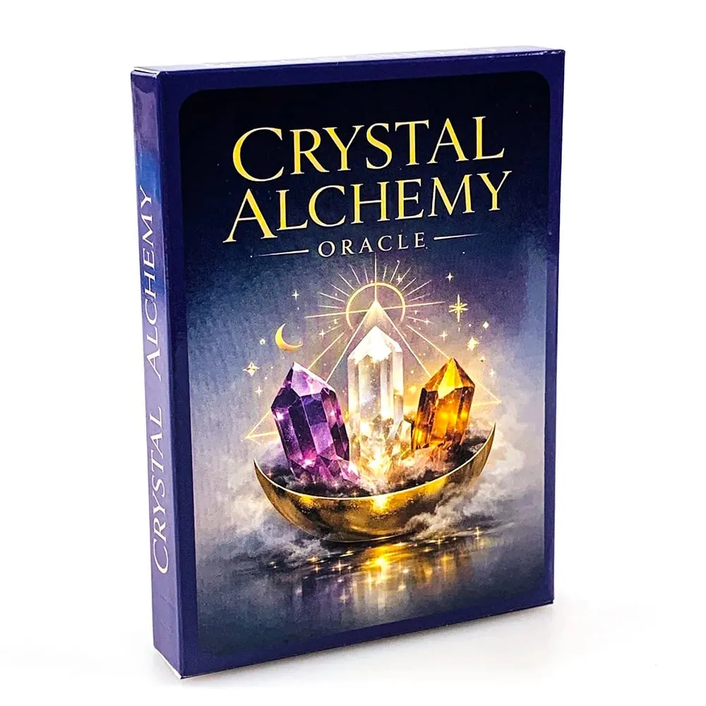 Cartas de oráculo de alquimia de cristal, cubierta de adivinación, curación de cristal, guía espiritual, juego de mesa de Tarot para lectura del destino, brujería