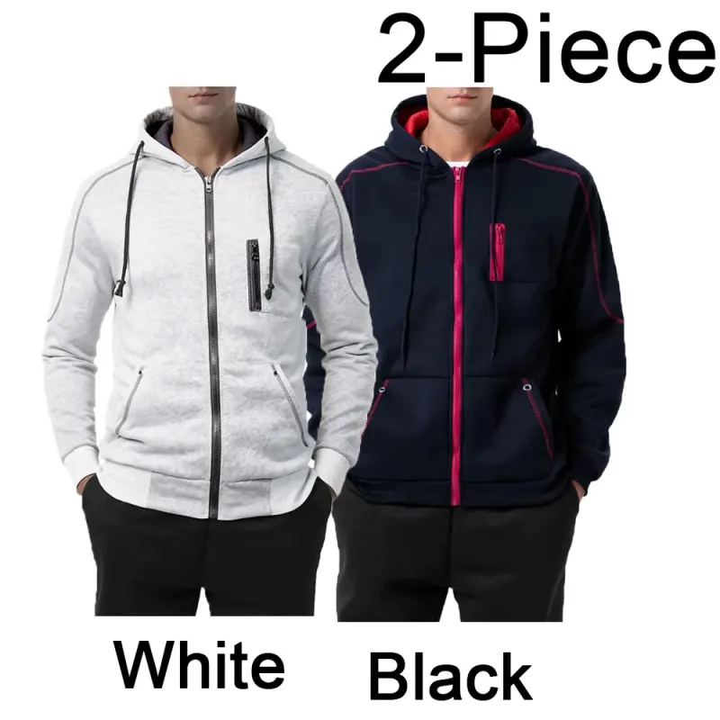Men's Hoodie Black White Army Green Red Hooded Color Block Fleece Cool Casual Winter Clothing Apparel Hoodies Sweatshirts — image 18