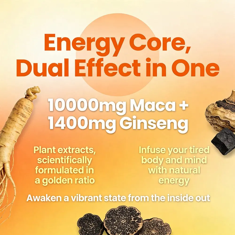 Capsule di radice di maca con ginseng - Promuovono energia, umore, resistenza e prestazioni, supportano la salute mentale per uomini e donne — image 3