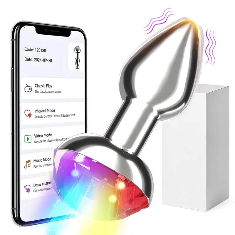 음성 제어 아날 플러그 바이브레이터 APP 무선 제어 여성 질내 사정 엉덩이 플러그 LED 다채로운 빛 섹스 토이 여성을위한 — image 6
