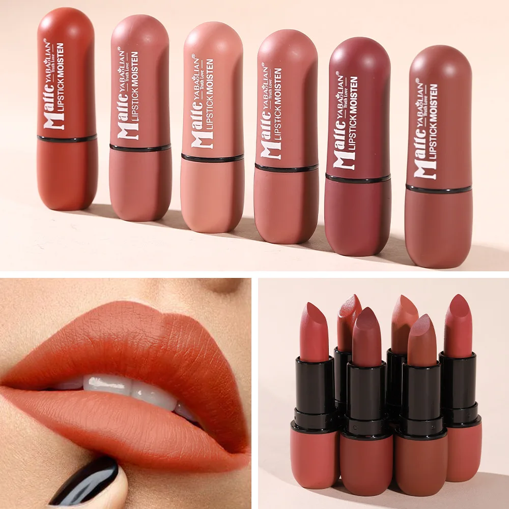 6 สีเซ็กซี่ Matte ลิปสติก Waterproof Long Lasting Color Rendering Non-stick Velvet Lips Contour ดินสอผู้หญิงแต่งหน้าเครื่องสำอาง — image 2