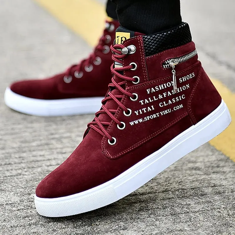 Baskets vulcanisées noires chaussures plates confortables pour hommes à lacets Zapatillas Hombre automne printemps baskets hautes grande taille 38-48 — image 3