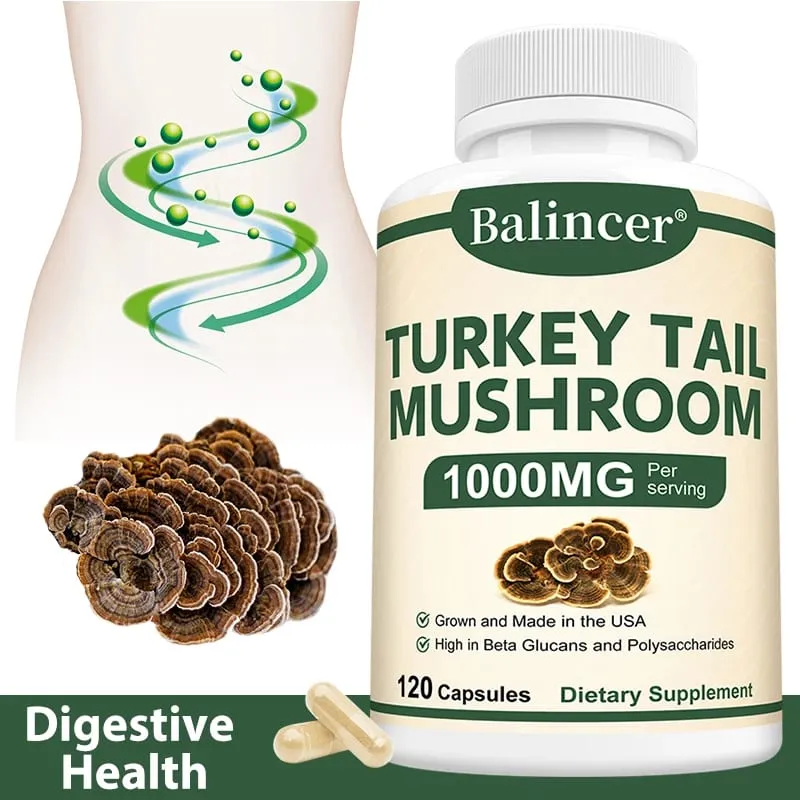 Turkey tail mushroom supplement capsules enhance immunity intestinal immune health metabolism — image 1