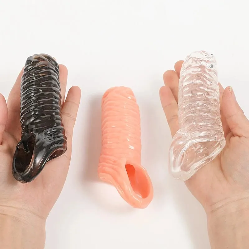 แหวนอวัยวะเพศชายชายสมจริงอวัยวะเพศชายExtender CockแขนขยายDelay Ejaculation CockแหวนReusable Sex Toy — image 3