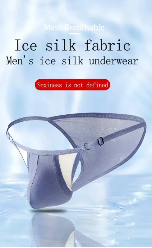 Men's Ice Silk Briefs with Open Front And Adjustable Waist - Summer Sexy Breathable Underwear for Comfortable Fit — image 7