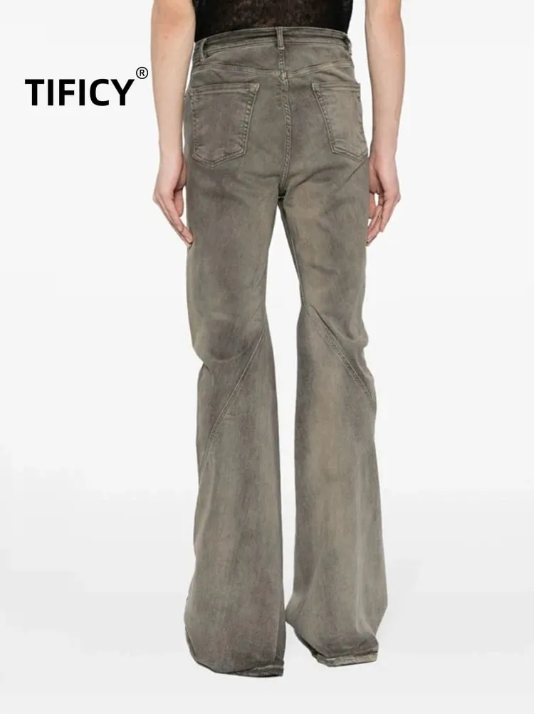High Street Flare Jeans Men's Gray Denim Pants — image 5