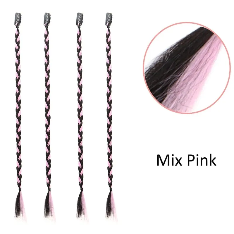 4 ชิ้น 20 "ยาวคลิปสังเคราะห์ในกล่อง Braid Hairpiece Extension Boho ทรงผมเส้นใยอุณหภูมิสูงทุกวันเครื่องแต่งกาย party K-POP — image 9