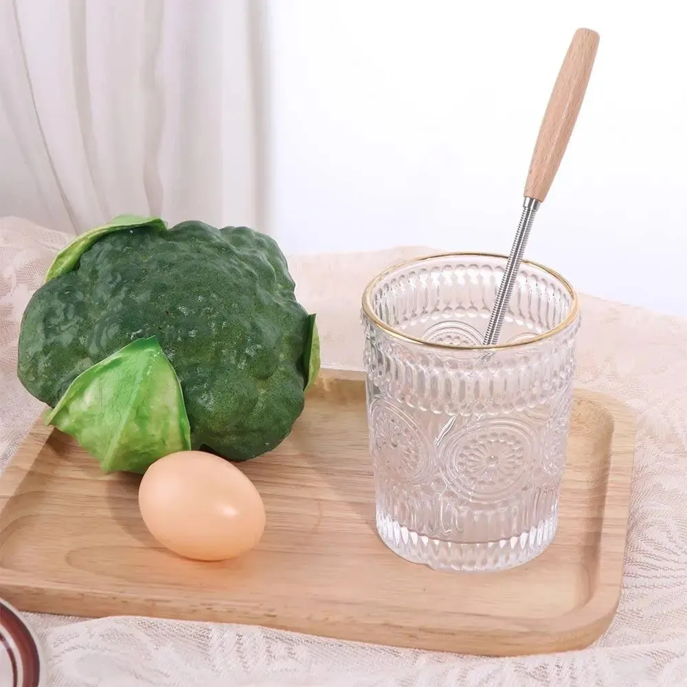 Batidor de huevos multifunción de acero inoxidable, mango de madera, útil Mini batidor de huevos, batidor de huevos Manual portátil para hornear