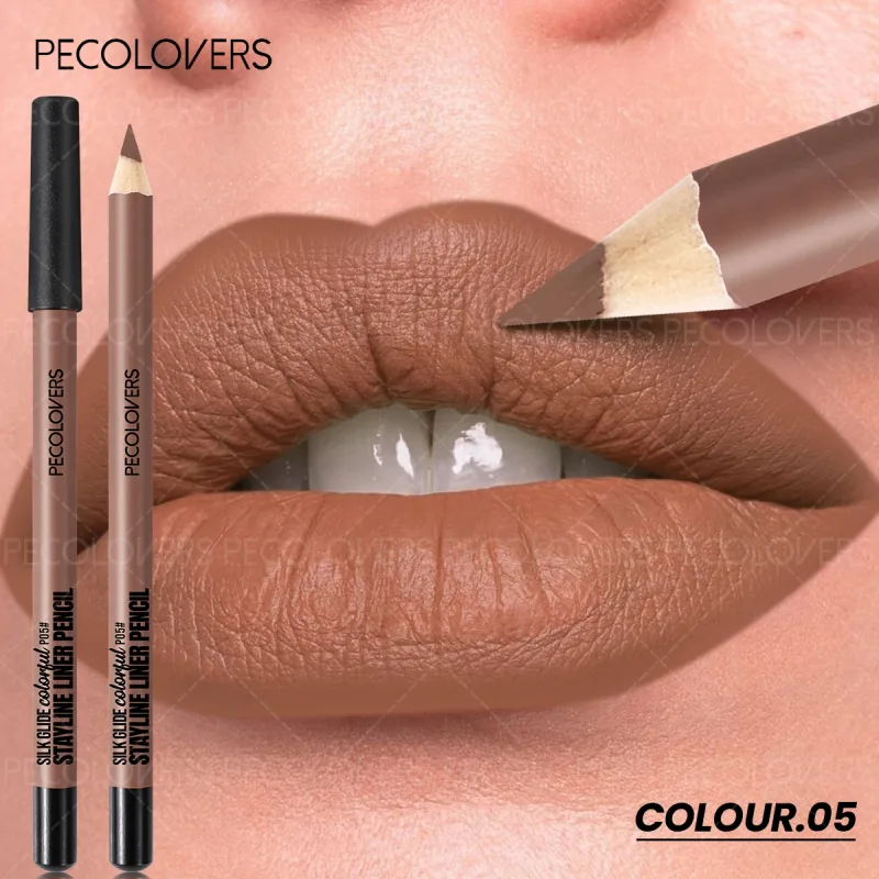 Matte Lipliner Kontur Bibir Belakang Kedua Bibir Gebu dan Menawan Tidak Mengeringkan Kosmetik Bibir Kalis Air Sesuai untuk Pemula — image 12