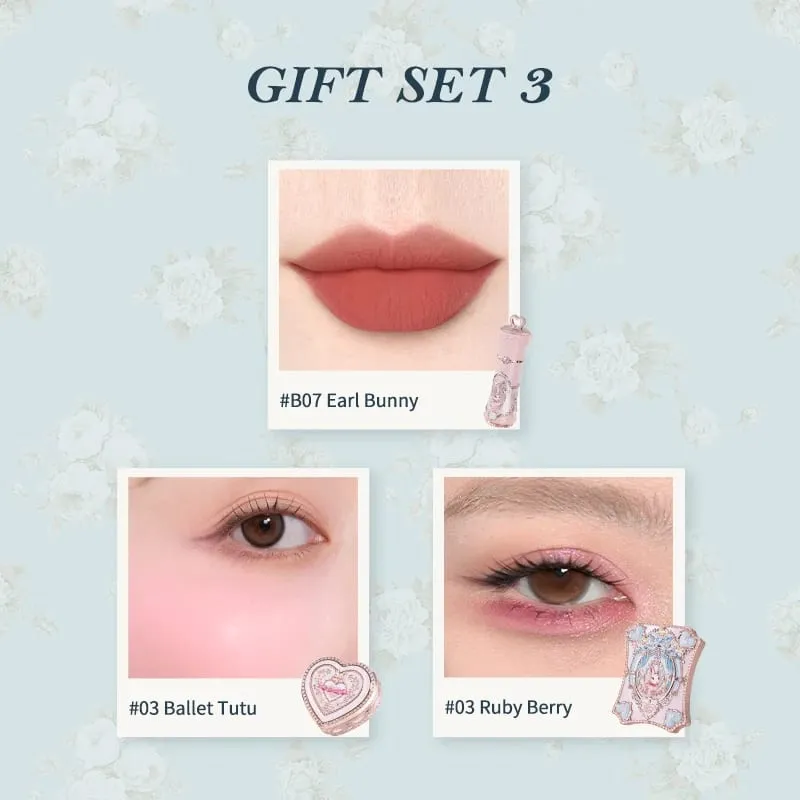 Flowers Knows Bunny Garden Collection Gavesæt Makeup Øjenskygge Palette Velvet Matte Lip Stick Lip Cream Blush De Maquillaje