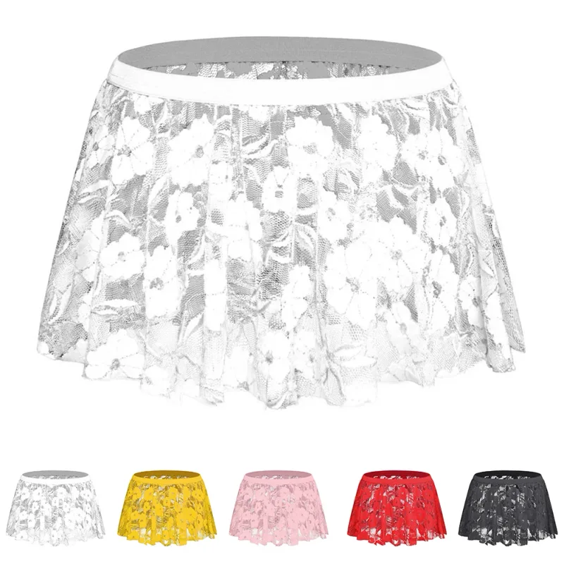Jupe en dentelle unie pour hommes, maille transparente, pour Lingerie basse, jupes plissées, transparente, bas moulant pour soirée — image 7