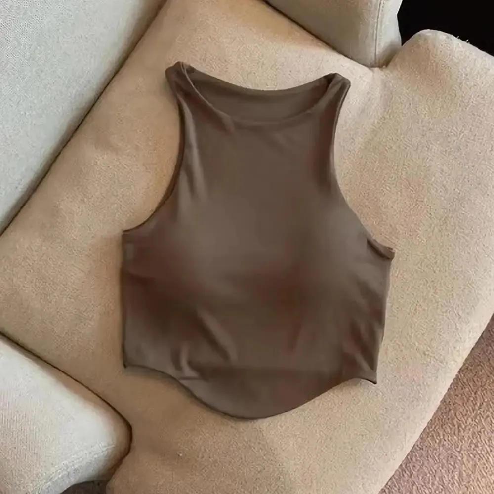 2025 U Push Up Sport Bra Fashion Women Tank Top Solid Color Sleeveless Vest Comfortable Short Top Breathable Casual Crop Tops — image 12