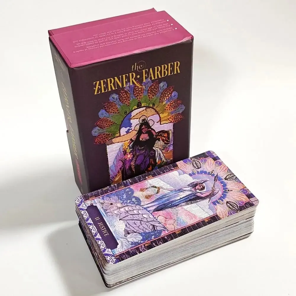 이중 양각 Zerner-Farber 타로 데크 78 Pcs 콜라주 아트 타로 카드 10.5*6cm 단단한 상자에 영적 점 도구 — image 2