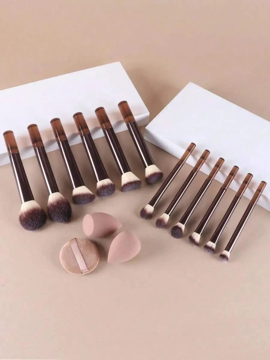 15Pcs 메이크업 브러쉬 세트 소프트 페이스 아이 코스메틱 브러쉬 뷰티 스펀지 파우더 퍼프 메이크업 도구 키트 완료 — image 4
