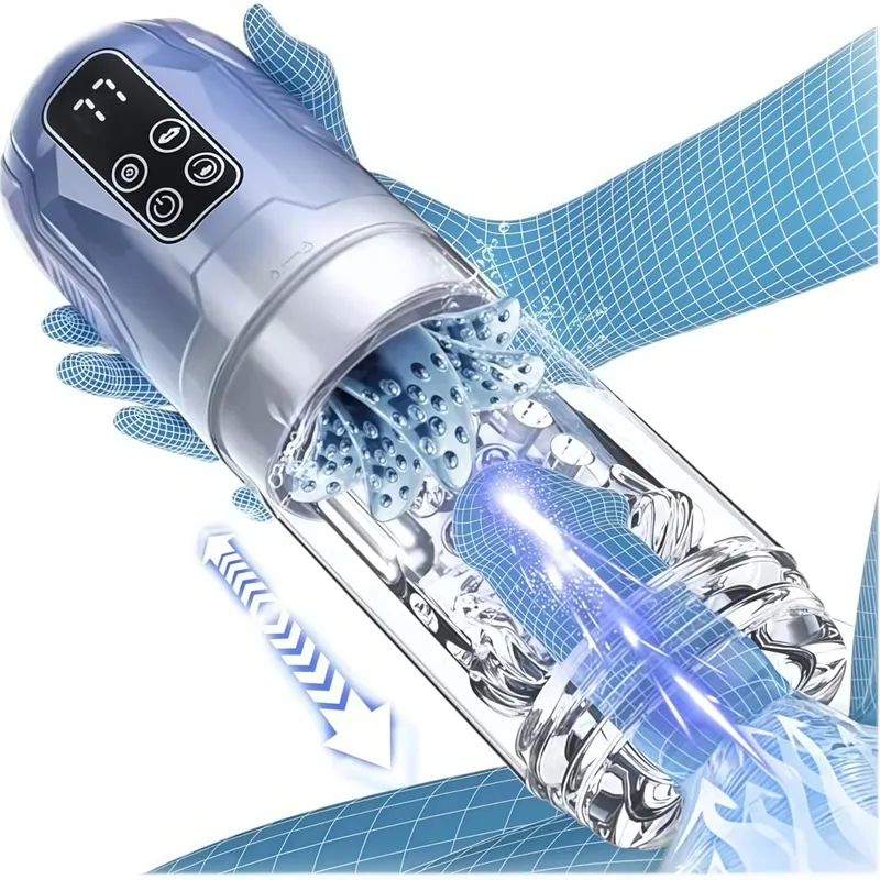 Masturbatore maschile automatico telescopico Tazza per masturbazione Macchina per pompini Succhiare la figa tascabile Pompa per pene a vuoto Giocattoli del sesso per gli uomini