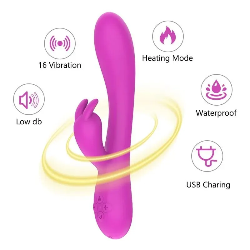 USB Opladen Verwarming AV Konijnendildo Vibrator Vagina Clitoris Stimulator G-Spot Volwassen Spel Speeltjes voor Vrouwen Vrouwelijke Masturbator — image 2