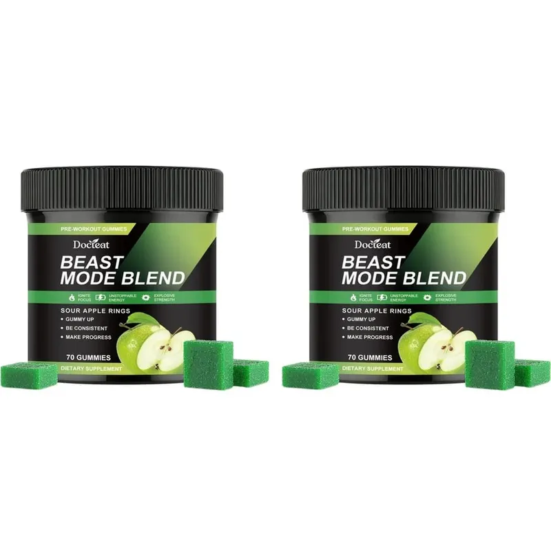 Docteat Beast Mode Blend Caramelle gommose pre-allenamento Supporto energetico e resistenza per allenamenti di forza e giornate attive in palestra 70 conteggi — image 8