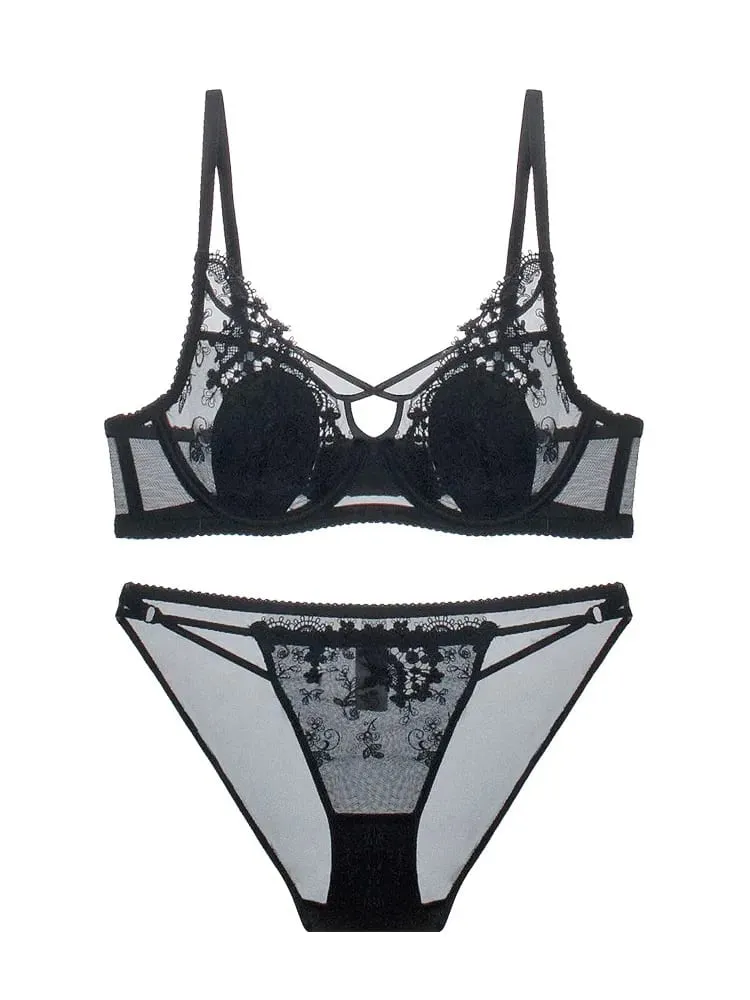หรูหราภาษาฝรั่งเศสคำลูกไม้ Underwire CROSS Bra ชุดกระต่ายหูถ้วยหรูหราชุดชั้นในเซ็กซี่ผู้หญิงแฟลชขาย — image 3
