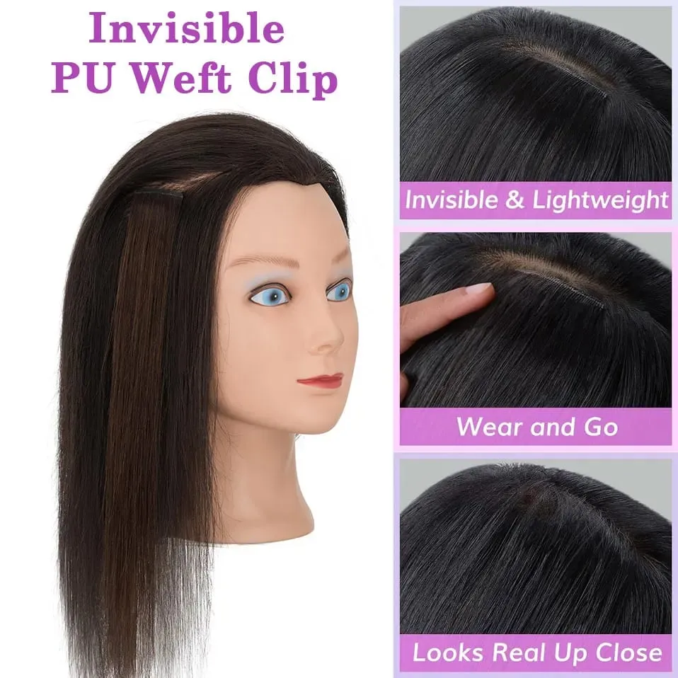 S-noilite Nahtlose PU-Haarverlängerung mit dünnem Schuss, 6 Stück, Clip-in-Haarverlängerungen aus echtem Menschenhaar, glatt, weiche Seide, Clip-in-Verlängerung für Frauen — image 5