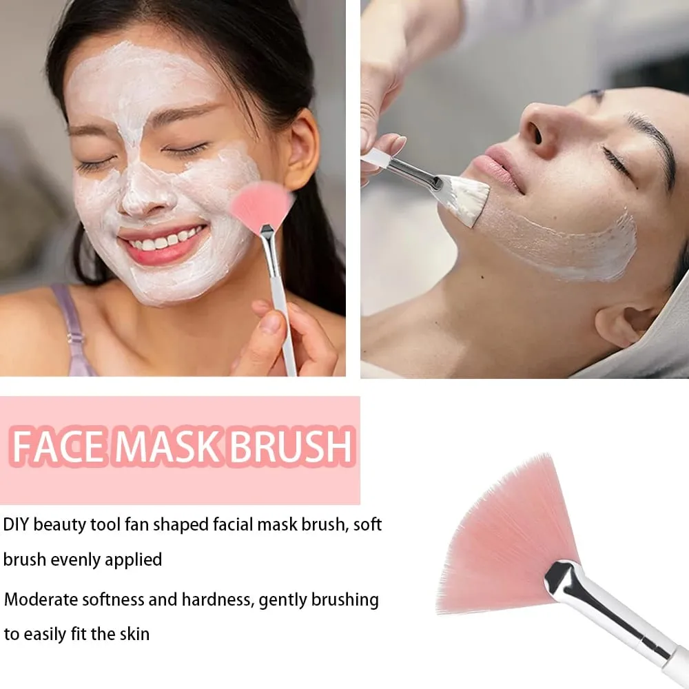 3/9 Pezzi Pennelli per maschera a ventaglio facciale Pennello per maschera morbida Applicatore Estetista Pennelli per maschera facciale per donne Ragazze Strumenti cosmetici — image 4