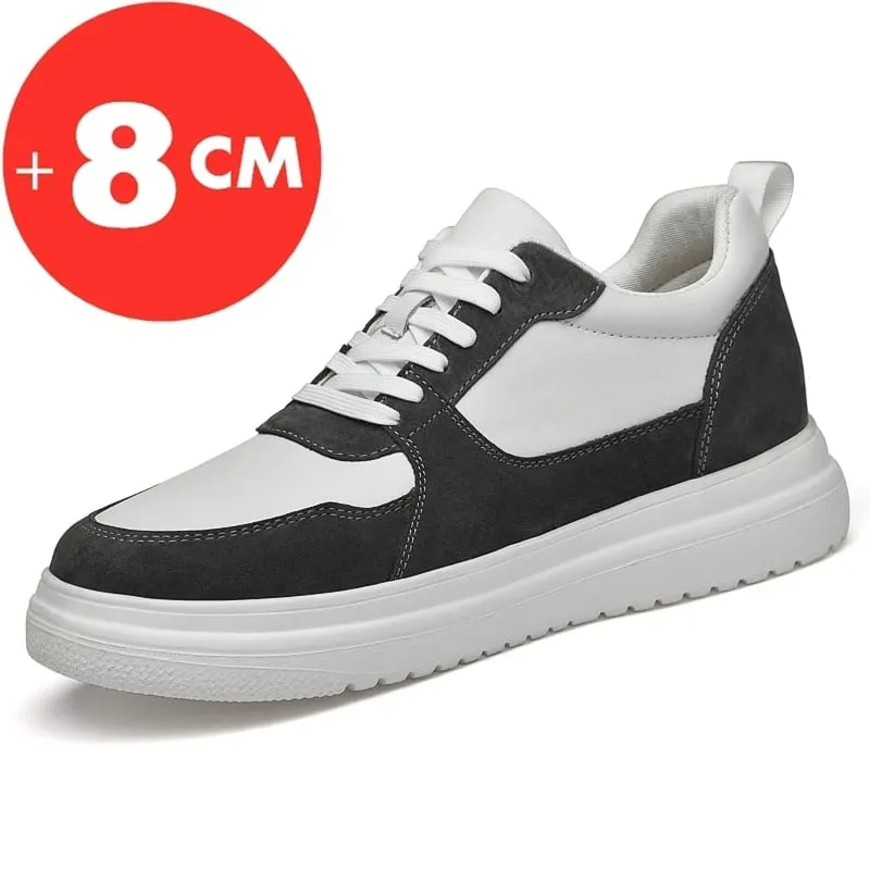 Baskets de grande taille pour hommes, chaussures rehaussantes, semelle intérieure rehaussante, talons hauts de 7 à 8CM, chaussures de Sport en cuir véritable — image 8