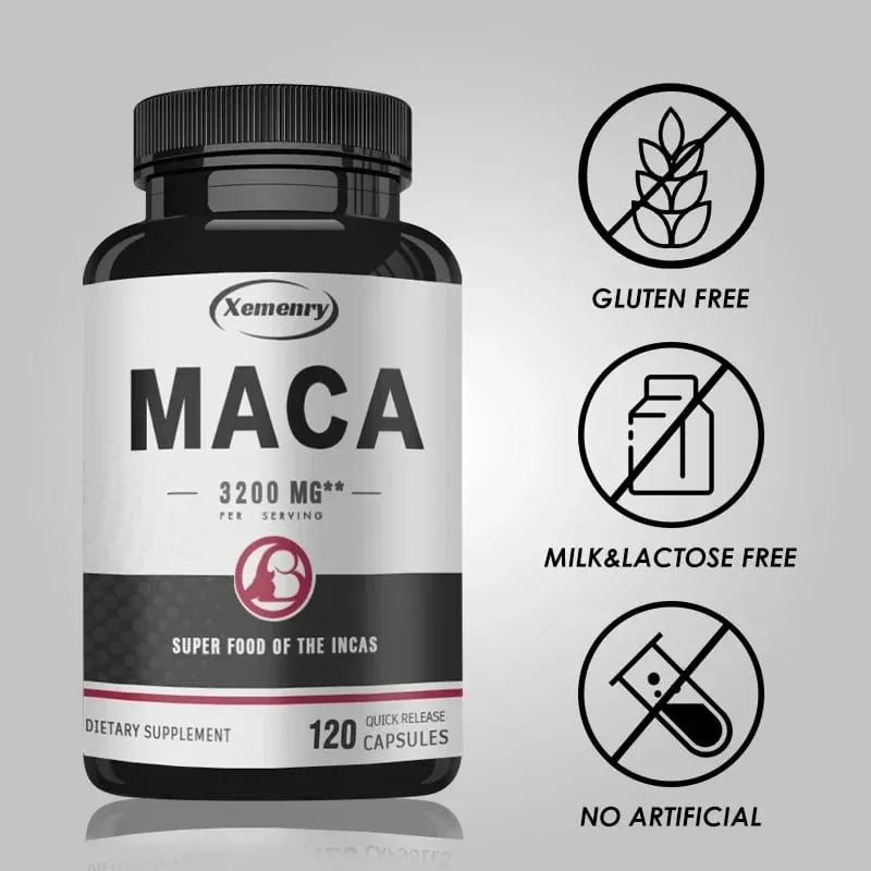 Ultimate Organic Black Maca Capsule Supplement 3200 Mg (na porci) 120 Quick Release Capsules Men's Enhancement Formula