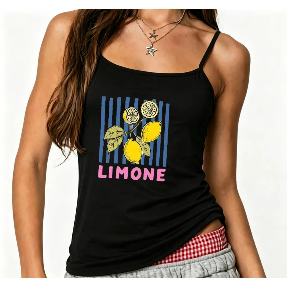 Limone 스트라이프 레몬 캐미 탱크 세트 옐로우 과일 블루 블랙 화이트 그래픽 잠옷 클럽 착용 streetwear 비치 조끼 셔츠 — image 2