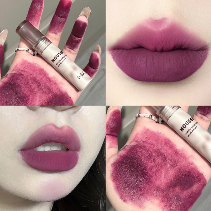고딕 매트 블랙 립스틱 방수 무스 립 머드 누드 브라운 립스틱 다크 퍼플 펑크 립 글로스 메이크업 스틱 립 색조 — image 8