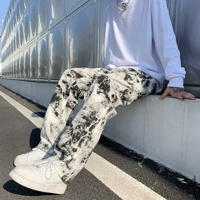 Jean imprimé unisexe, taille élastique, pantalon de nettoyage, mode pour hommes, Style coréen, pantalon ample Hip Hop, printemps 2025 — image 4