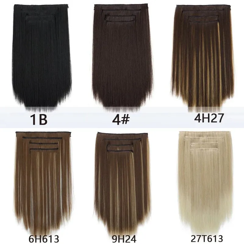 Extensions capillaires synthétiques à Clips 35CM, postiche courte et lisse, postiche Blonde noire, faux cheveux résistants à la chaleur, 4 pièces/ensemble — image 4