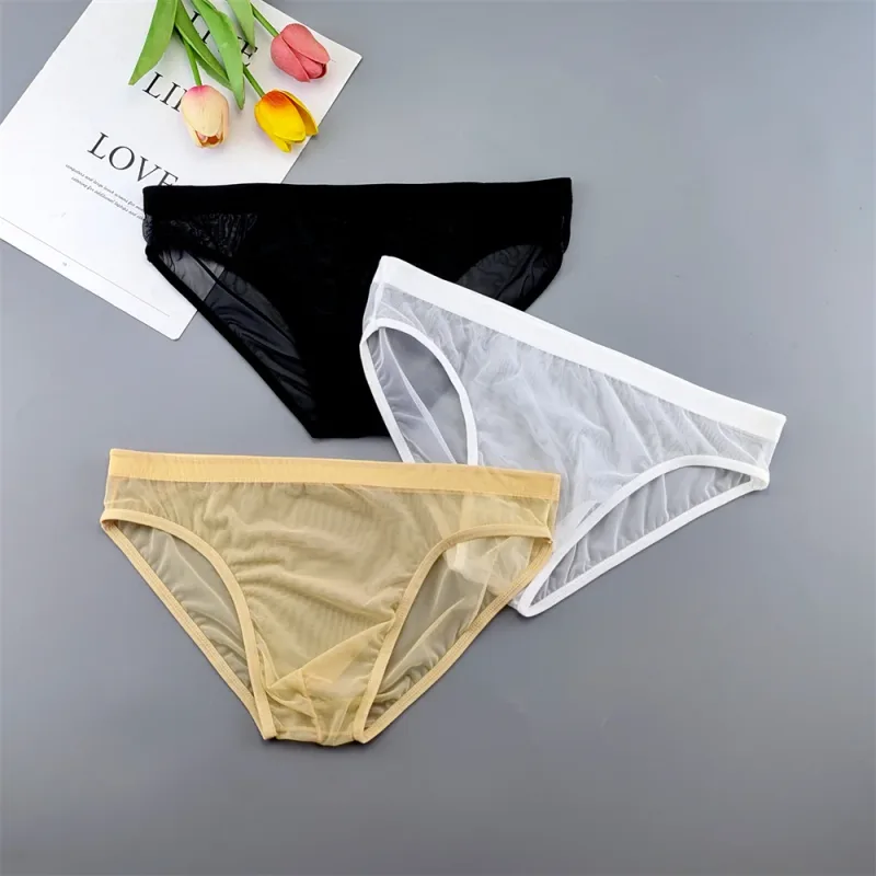 남성용 5pcs 투명 메쉬 속옷 울트라 얇은 관점 미드 라이즈 남성 파우치 슬립 옴므 팬티 플러스 사이즈 — image 17