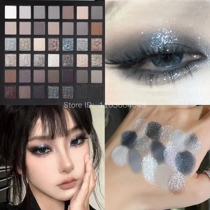 Smoked Eye Shadow Plate Pearlescent Shimmer Eyeshadow Matte Glitter Pigment Waterproof Long Lasting Eye Makeup 42 Colors — image 2