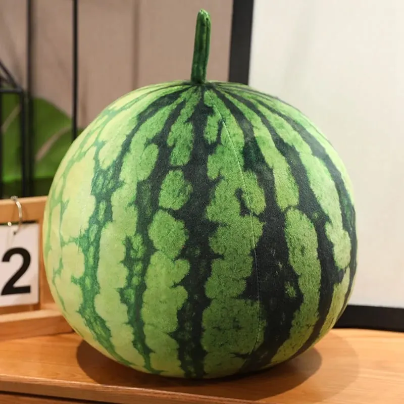 Bantal Pelukan Semangka Simulasi 3D Mainan Mewah Lembut Semangka Panjang Bulat Bantal Sofa Buah Cocok untuk Hadiah Rumah Anak-anak