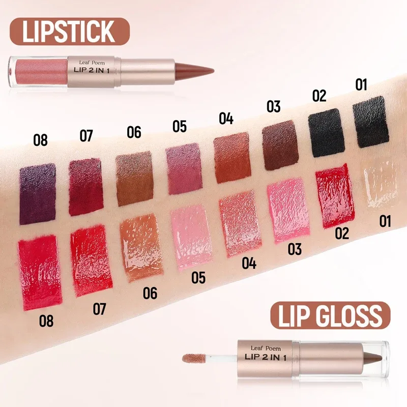 2 IN 1 Nude Brown Pink Mirror Lip Gloss Tapered Gradient Lipliner Contour Pencil Matte Lip Liner Waterproof Sexy Lipstick Makeup — image 5