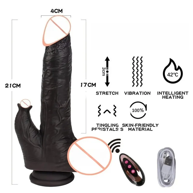 Realistischer Dildo, Teleskop-Vibrations-Heizungsvibrator, großer Penis, Penetration, Anal-Butt-Plug, G-Punkt, Dick, Sexspielzeug für Erwachsene für Frauen — image 12