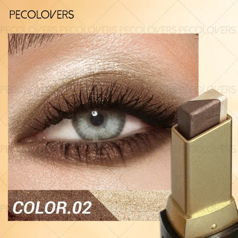 Sombra em bastão de duas cores, iluminador preguiçoso, um toque para definir cosméticos para os olhos de desenvolvimento de alta cor, 1 peça