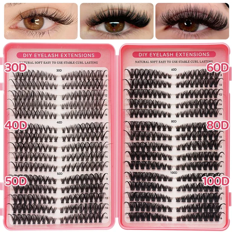 DIY Manga Spiky Cluster Lash Extensions Přirozený mega objem Individuální předřezané segmentované řasy pro domácí líčení očí — image 14