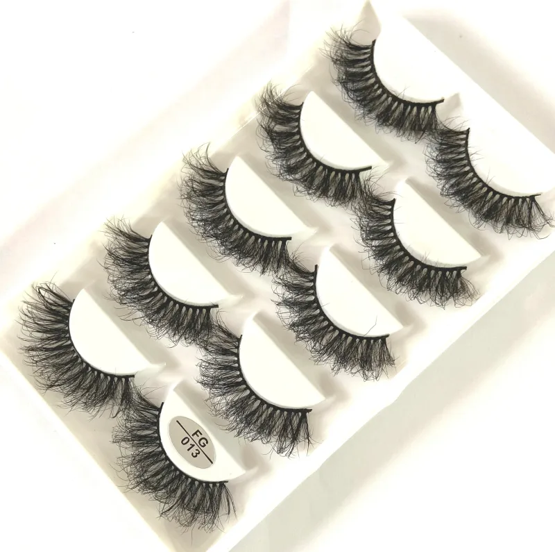 5 Pasang Bulu Mata Mink Buatan Tangan Bulu Mata Palsu Pendek Lebat Asli Bulu Mata Berantakan Panjang Bulu Mata Makeup Peringkat Boleh Diguna Semula — image 34
