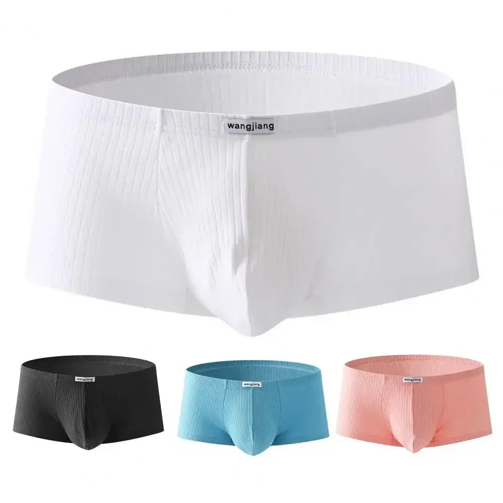 1PCS/3PCS/9PCS Men Boxer Shorts Low-rise Solid Color Ribbed Panties Underpants — image 18