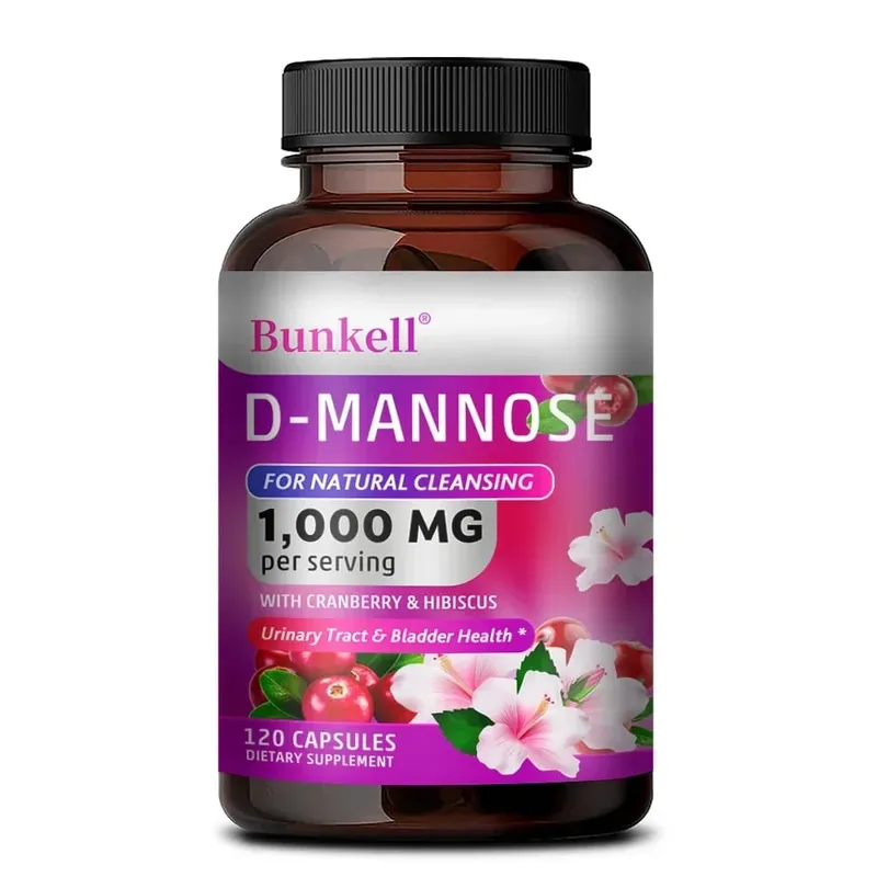 Capsule di D-Mannosio da 1000 mg - Mirtillo rosso, dente di leone, ibisco, supporto per la salute del tratto urinario, della vescica, pulizia interna e sistema immunitario